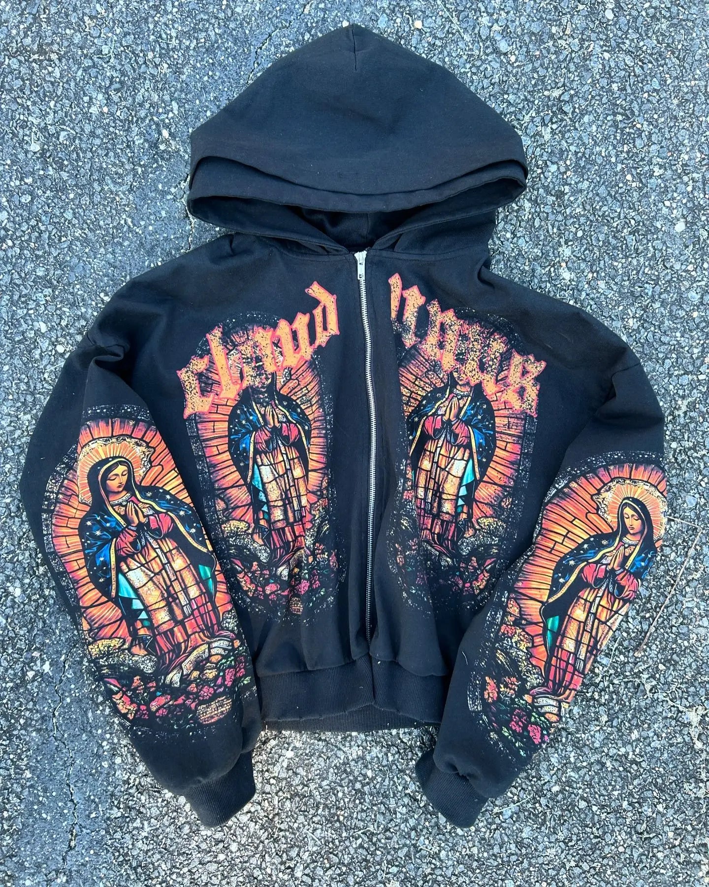 Streetwear Virgin Mary Zipper Hoodie