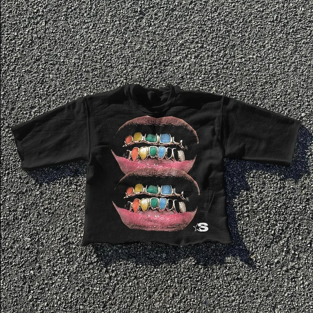 Oversized Teeth Short Sleeves T-Shirts